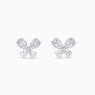 Flora Flutterby Studs, 18K White Gold and Diamonds