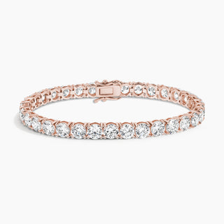 16ctw. Round Diamond Basket 4-prong Tennis Bracelet in 18K Rose Gold