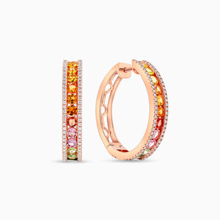 Gemma Sapphire Earrings, 18K Rose Gold and Diamonds