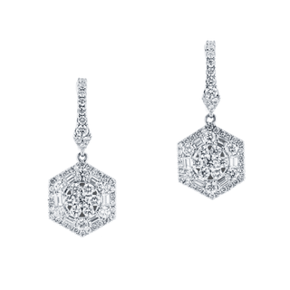 Deco Essentia Earrings, 18K White Gold and Diamonds